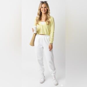 Only Neon Yellow Cropped Button Down Cardigan Size Small